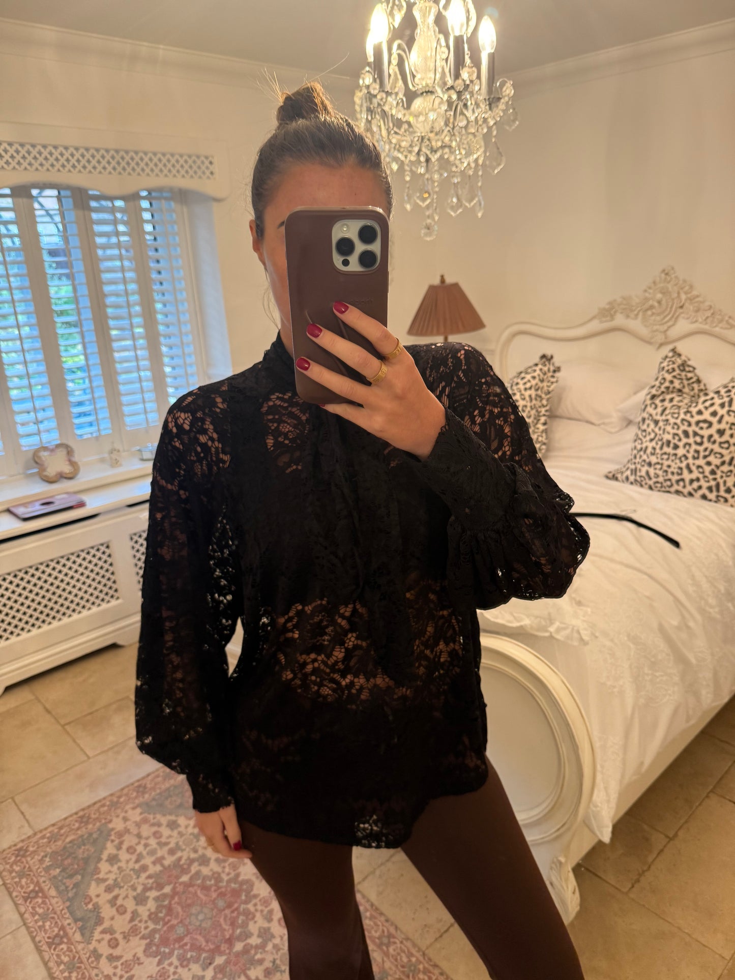 Black lace pussy bow blouse 🖤