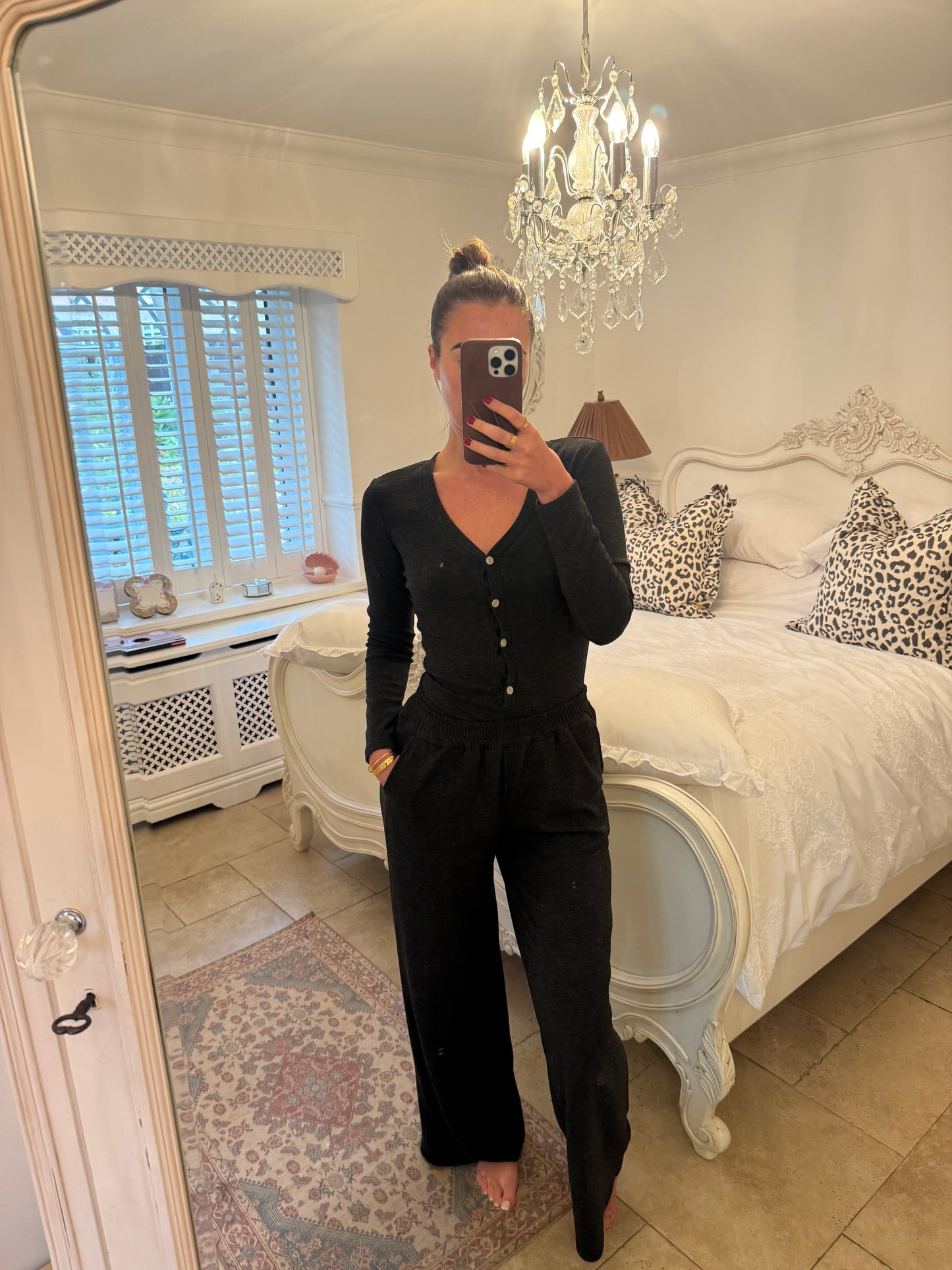 Charcoal grey bodysuit with trousers 🌚