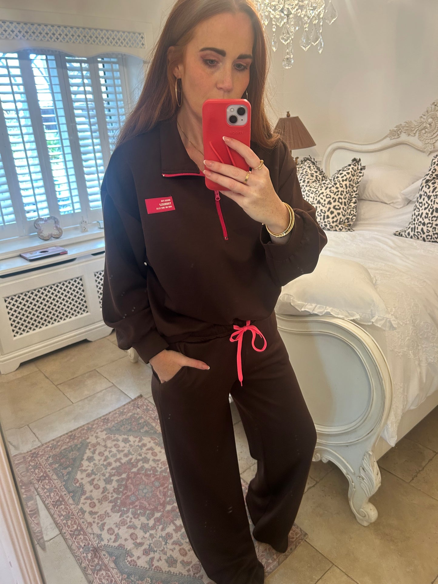 Chocolate & pink zip tracksuit