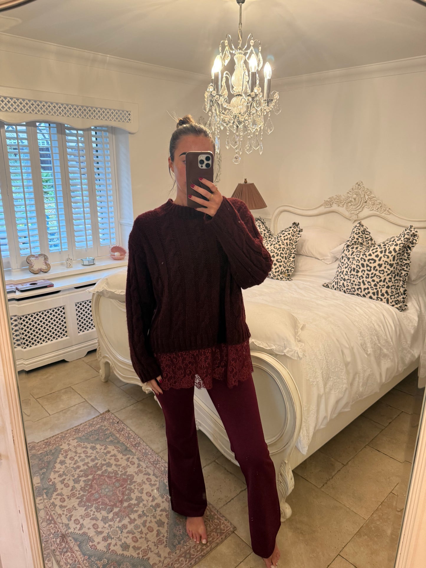 Burgundy lace jumper
