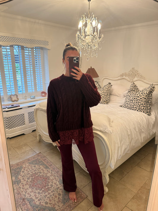 Burgundy lace jumper