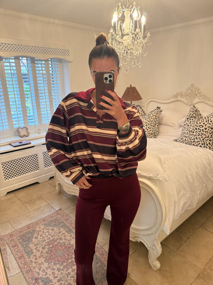 Burgundy stripe lounge set ♥️