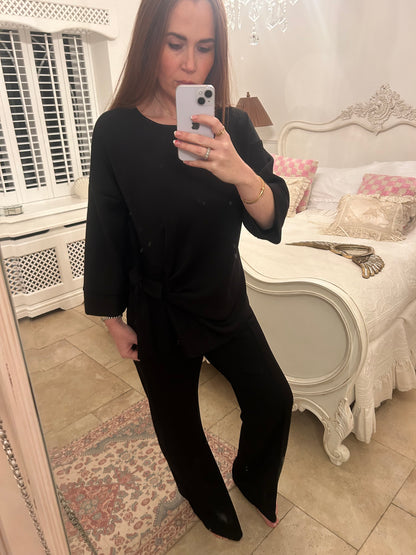 Bow side tie flared co ord black 🖤