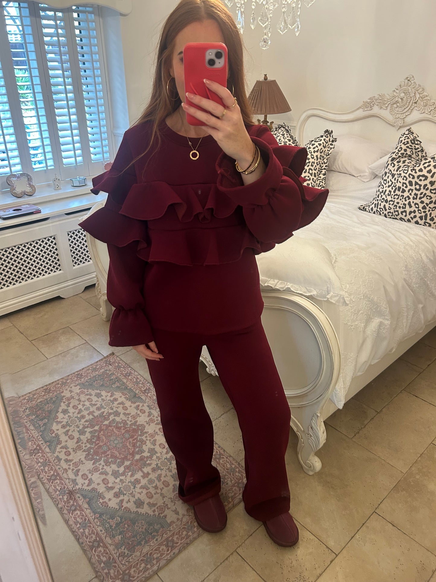 Burgundy frill tracksuit ♥️