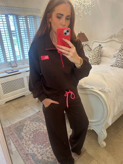 Chocolate & pink zip tracksuit